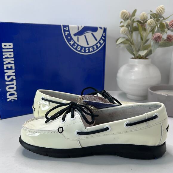 Birkenstock Tennessee Patent Leather Top Sider White Regular Fit Women W5/M3 NWD - Picture 6 of 10